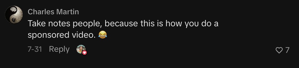 Comment: Take notes people, because this is how you do a sponsored video.