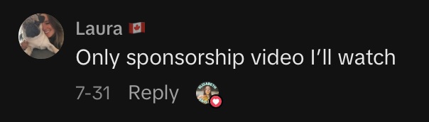 Comment: Only sponsorship video I'll watch