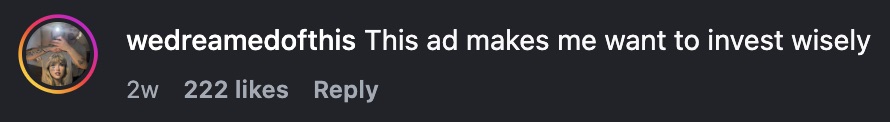 Comment: This ad makes me want to invest wisely